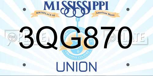 3QG870 Mississippi License Plate