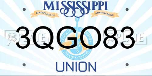 3QGO83 Mississippi License Plate