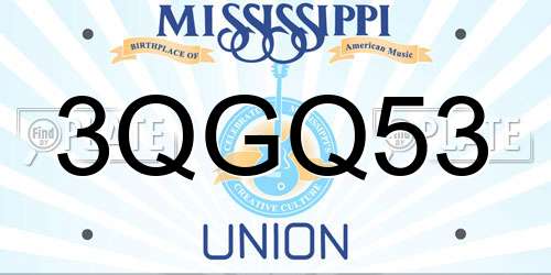 3QGQ53 Mississippi License Plate