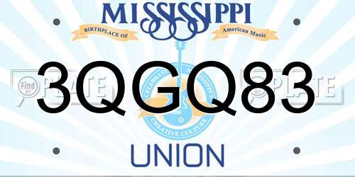 3QGQ83 Mississippi License Plate