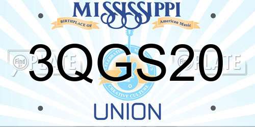 3QGS20 Mississippi License Plate