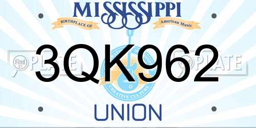 3QK962 Mississippi License Plate