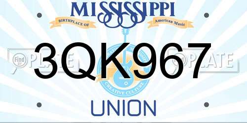 3QK967 Mississippi License Plate