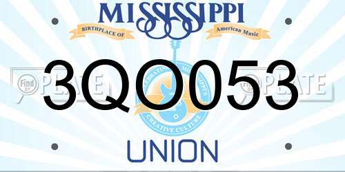 3QO053 Mississippi License Plate