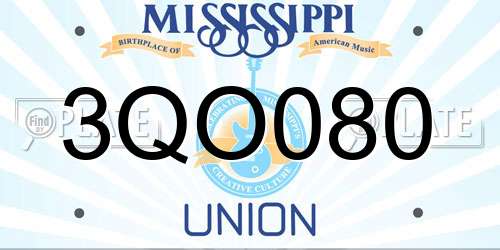 3QO080 Mississippi License Plate