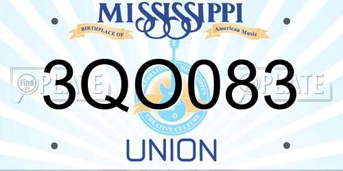 3QO083 Mississippi License Plate