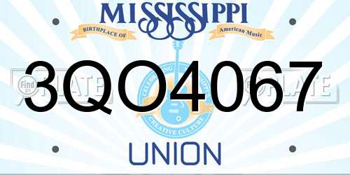 3QO4067 Mississippi License Plate