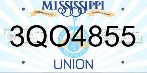 3QO4855 Mississippi License Plate