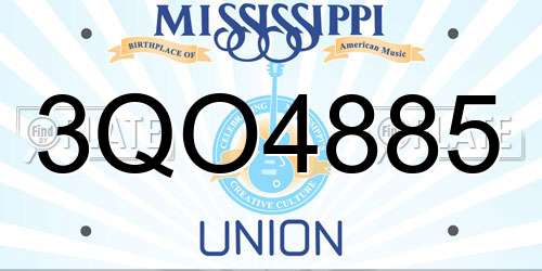 3QO4885 Mississippi License Plate