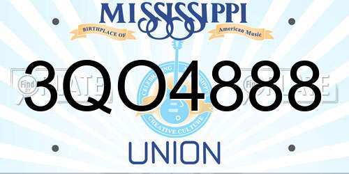 3QO4888 Mississippi License Plate