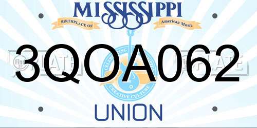 3QOA062 Mississippi License Plate