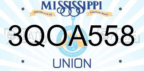 3QOA558 Mississippi License Plate