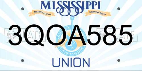 3QOA585 Mississippi License Plate