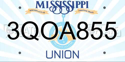 3QOA855 Mississippi License Plate