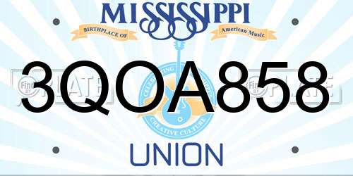 3QOA858 Mississippi License Plate