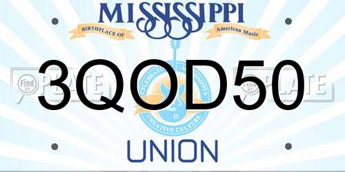 3QOD50 Mississippi License Plate