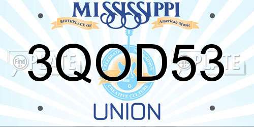 3QOD53 Mississippi License Plate