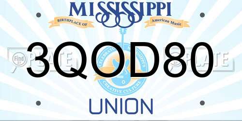 3QOD80 Mississippi License Plate