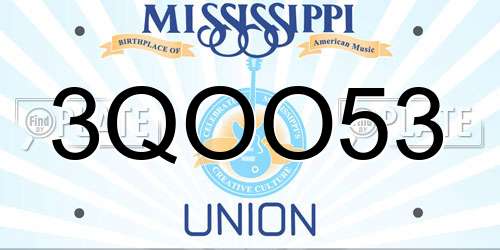 3QOO53 Mississippi License Plate