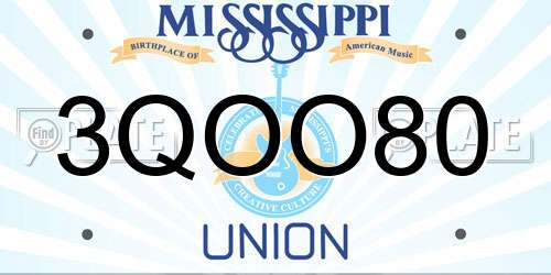 3QOO80 Mississippi License Plate