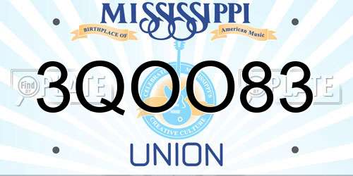 3QOO83 Mississippi License Plate