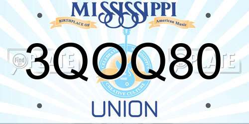 3QOQ80 Mississippi License Plate