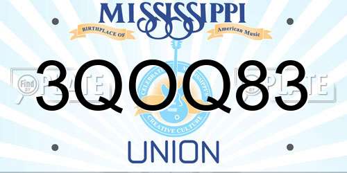 3QOQ83 Mississippi License Plate