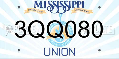 3QQ080 Mississippi License Plate