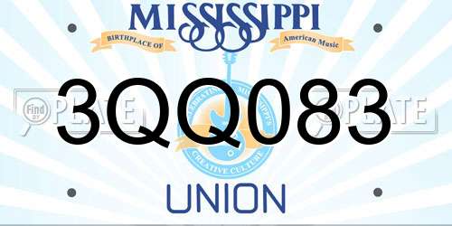 3QQ083 Mississippi License Plate