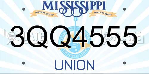 3QQ4555 Mississippi License Plate