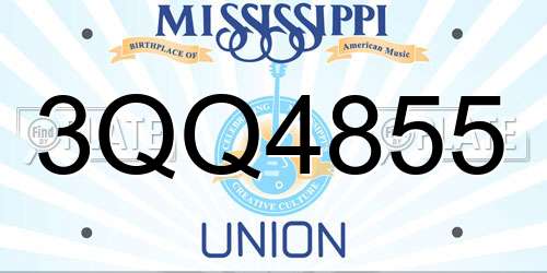 3QQ4855 Mississippi License Plate