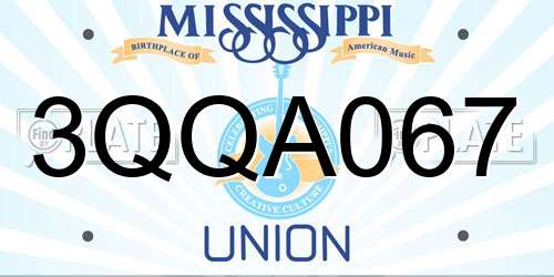 3QQA067 Mississippi License Plate