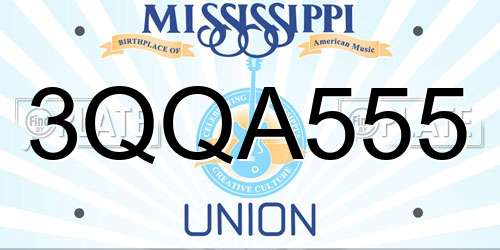 3QQA555 Mississippi License Plate