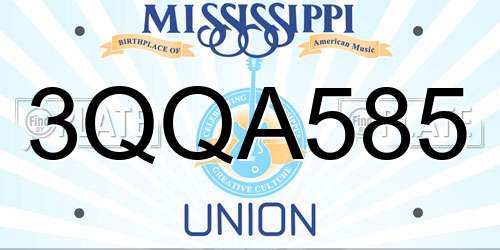 3QQA585 Mississippi License Plate
