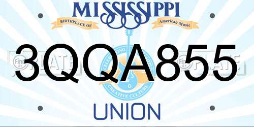 3QQA855 Mississippi License Plate