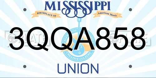3QQA858 Mississippi License Plate