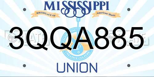 3QQA885 Mississippi License Plate
