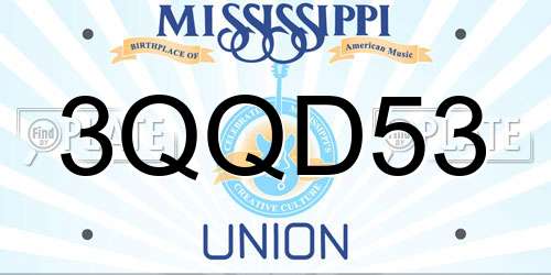 3QQD53 Mississippi License Plate