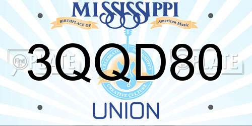3QQD80 Mississippi License Plate