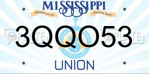 3QQO53 Mississippi License Plate