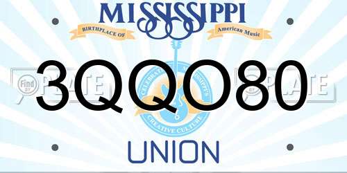 3QQO80 Mississippi License Plate