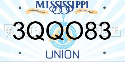 3QQO83 Mississippi License Plate
