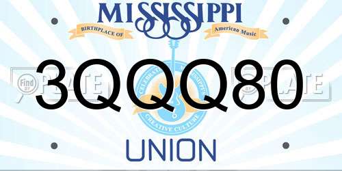 3QQQ80 Mississippi License Plate