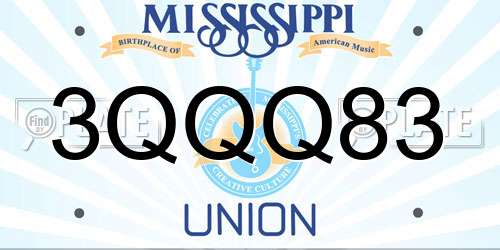 3QQQ83 Mississippi License Plate
