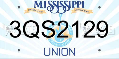 3QS2129 Mississippi License Plate