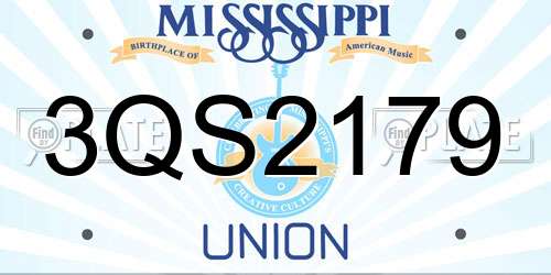 3QS2179 Mississippi License Plate