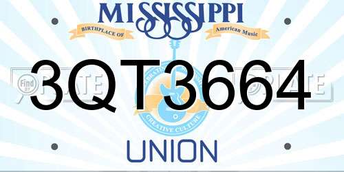 3QT3664 Mississippi License Plate
