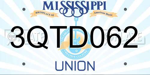 3QTD062 Mississippi License Plate