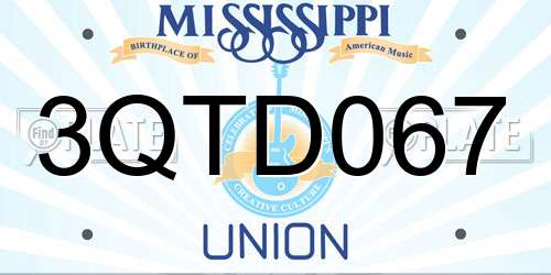 3QTD067 Mississippi License Plate
