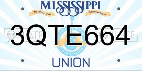 3QTE664 Mississippi License Plate